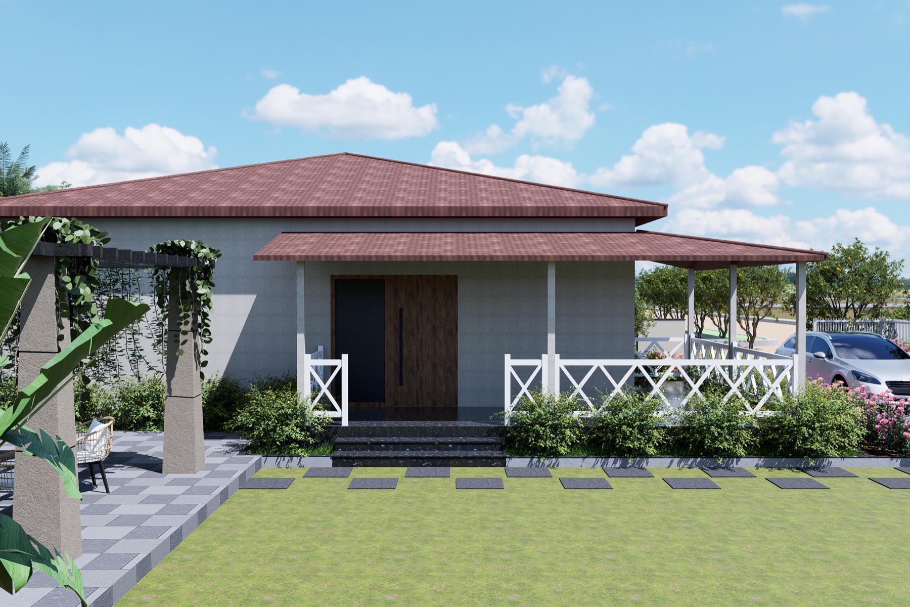 West Facing villa exterior