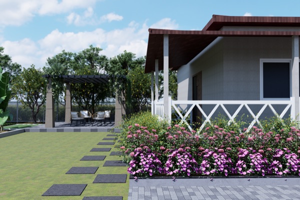 West Facing villa patio garden